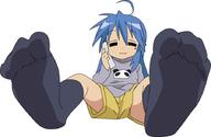 blue_hair feet izumi_konata lucky_star pov_feet socks soles // 900x586 // 167KB