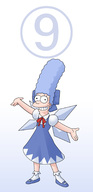 black_eyes blue_hair bow cirno cirno_(cosplay) cosplay dress hair_bow jigoku_inu marge_simpson parody smile standing the_simpsons touhou wings ⑨ // 852x1756 // 156KB