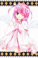 amulet_angel angel dress hinamori_amu jewelry lace peach-pit pink_hair ribbon scan short_hair shugo_chara! smile wings wink yellow_eyes // 576x895 // 77KB