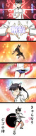 agahari animal_ears black_hair doberman eyepatch highres long_hair no_pants parody partially_translated ponytail sakamoto_mio school_swimsuit shugo_chara! strike_witches swimsuit swimsuit_under_clothes sword tail translated uniform weapon // 600x2279 // 291.8KB