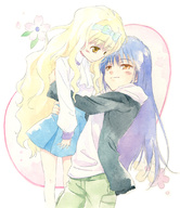 agahari androgynous blush flower fujisaki_nagihiko hug lifting mashiro_rima shugo_chara! smile trap // 700x808 // 194.8KB