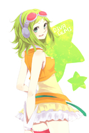 artist_request bare_shoulders buttons detached_sleeves goggles green_eyes green_hair gumi headphones open_mouth short_hair skirt smile solo star vocaloid // 538x810 // 299.3KB