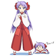 hiiragi_kagami japanese_clothes kagamin_boo long_hair lucky_star miko purple_hair takahashi_ren twintails // 800x800 // 109.7KB