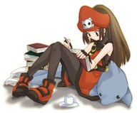 book brown_hair cup dolphin gloves guilty_gear may pantyhose pirate skull_and_crossbones studying stuffed_animal stuffed_toy teacup // 680x564 // 66.6KB