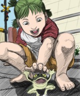 4chan barefoot drawfag feet foreshortening frog green_eyes green_hair hands koiwai_yotsuba realistic sketch yotsubato! // 600x720 // 711.1KB