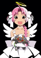 angel_wings bow choker fang gloves halo highres nakahara_komugi nurse_witch_komugi-chan smile soul_taker strap_slip wings // 1123x1577 // 672KB