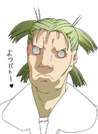 batou commentary ghost_in_the_shell green_hair male parody pun quad_tails quakeulf_(artist) yotsubato! // 565x768 // 99KB