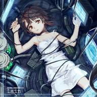 asymmetrical_hair brown_eyes brown_hair cable chemise computer computer_keyboard distortion hair_ornament hairclip iwakura_lain lingerie lying monitor negligee serial_experiments_lain short_hair solo static tears toto_(vanilla) underwear water // 800x800 // 137.9KB