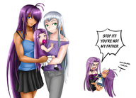 chouun_shiryuu crossover family fangs fatestay_night if_they_mated ikkitousen kanu_unchou long_hair parody purple_hair rider yuri // 919x662 // 281KB