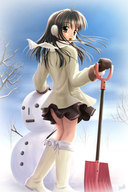 boots brown_hair long_hair miniskirt ogata shovel skirt snow snowman // 400x600 // 47.0KB