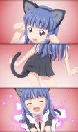 animal_ears blue_hair cat_ears cat_pose cat_tail furude_rika higurashi_no_naku_koro_ni long_hair purple_eyes school_uniform tail // 480x816 // 125KB