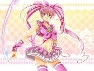an_mochigusa blue_eyes bow cure_melody earrings heart houjou_hibiki jewelry long_hair magical_girl midriff navel pink_hair precure skirt smile suite_precure thigh-highs twintails very_long_hair wrist_cuffs // 853x650 // 373.8KB