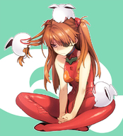 1girl bare_shoulders baruterome blue_eyes chibi crossed_legs end_of_evangelion evangelion:_3.0_you_can_(not)_redo eyepatch glaring hair_ornament hair_pull hands_clasped indian_style mass_production_eva neon_genesis_evangelion orange_hair plugsuit rebuild_of_evangelion shikinami_asuka_langley sitting solo souryuu_asuka_langley two_side_up // 701x775 // 411.6KB