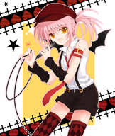 asti bat_wings hat hinamori_amu microphone necktie pink_hair shorts shugo_chara! solo wings yellow_eyes // 800x946 // 529.3KB