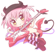 amulet_devil chibi guitar hinamori_amu instrument mirai_(sugar) pink_hair shugo_chara! // 700x670 // 174.3KB