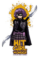belt butcherboy cape engrish gloves green_eyes hit-girl kick-ass mask polearm purple_hair ranguage skirt weapon // 700x990 // 378KB