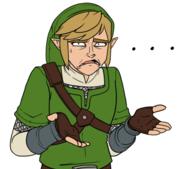  1boy artist_request chainmail eyebrows fingerless_gloves gloves hat light_brown_hair link lowres pointy_ears solo the_legend_of_zelda thick_eyebrows tunic vambraces // 500x441 // 121KB