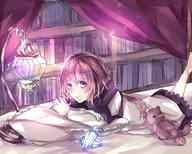 1girl artist_xref_needed bed book bookshelf bottle curtains lamp legs_up lily_(netojuu_no_susume) lying nerine_(15873070) netojuu_no_susume on_stomach pillow pink_eyes pink_hair pixiv_(15873070) pleated_skirt potion skirt solo teddy_bear // 1000x800 // 629KB