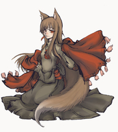 animal_ears brown_hair dress holo konecoya red_eyes spice_and_wolf tail wolf_ears // 660x731 // 266.9KB