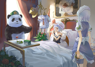 77gl bat_wings bed blue_hair camisole cheese dazzled figure flower hat holster hong_meiling hong_meiling_(panda) izayoi_sakuya knife maid panda parody picture polearm product_placement pyonta red_eyes remilia_scarlet short_hair spear spear_the_gungnir strap_slip thigh_holster touhou weapon wings // 1474x1041 // 1.2MB