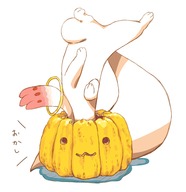 animal_ears halloween jack-o'-lantern kyubey machico mahou_shoujo_madoka_magica pumpkin simple_background // 500x516 // 38KB