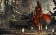 3boys armored_vehicle army ass bad_end barefoot bomb brown_hair clock clock_tower collateral_damage debris dirt dirty_feet dress explosives flower flying_paper gun hair_ribbon highres injury jpeg_artifacts long_hair marek_okon military military_uniform military_vehicle multiple_boys original panties paper post-apocalyptic power_lines radiation radiation_symbol realistic red_dress ribbon rifle rubble soldier suicide suicide_bomb tank tattoo tower town uniform vehicle wallpaper war weapon // 1920x1200 // 1.2MB