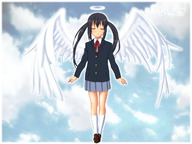 black_hair closed_eyes halo k-on! kimuti-g long_hair nakano_azusa school_uniform twintails wings // 1200x900 // 487KB
