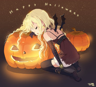 halloween jack-o'-lantern pumpkin thighhighs tiv wings // 820x738 // 206KB