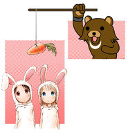 4chan ana_coppola animal_ears barasui bear bunny_ears carrot cosplay highres ichigo_mashimaro itou_chika kigurumi kuma pedobear photoshop stick // 1334x1382 // 354.3KB