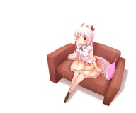 couch fujiwara_no_mokou kokotetsu simple_background sitting skirt touhou // 1200x1000 // 373.7KB