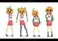 :3 ahoge glasses halloween hiiragi_kagami hiiragi_tsukasa izumi_konata legs lucky_star pumpkin school_uniform serafuku takara_miyuki thighhighs twintails yunsuku zettai_ryouiki // 1000x707 // 127KB