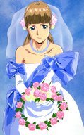 blue_eyes bride dress flower gundam gundam_wing jewelry necklace relena_peacecraft wedding_dress // 640x1036 // 154.8KB