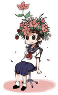 @_@ black_hair chair chibi flower head_wreath overgrown saxyun school_uniform serafuku short_hair skirt to_aru_kagaku_no_railgun to_aru_majutsu_no_index uiharu_kazari // 480x780 // 96.6KB